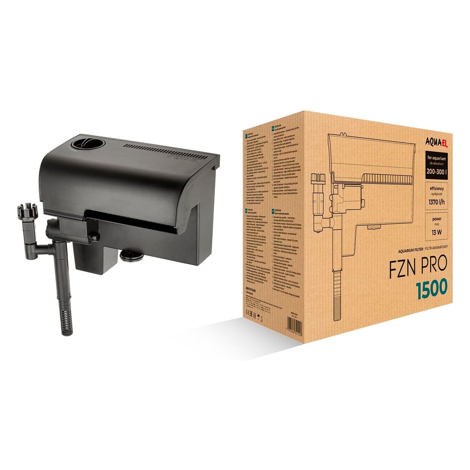 Filtro de cascada AQUAEL FZN PRO 1500 con su empaque