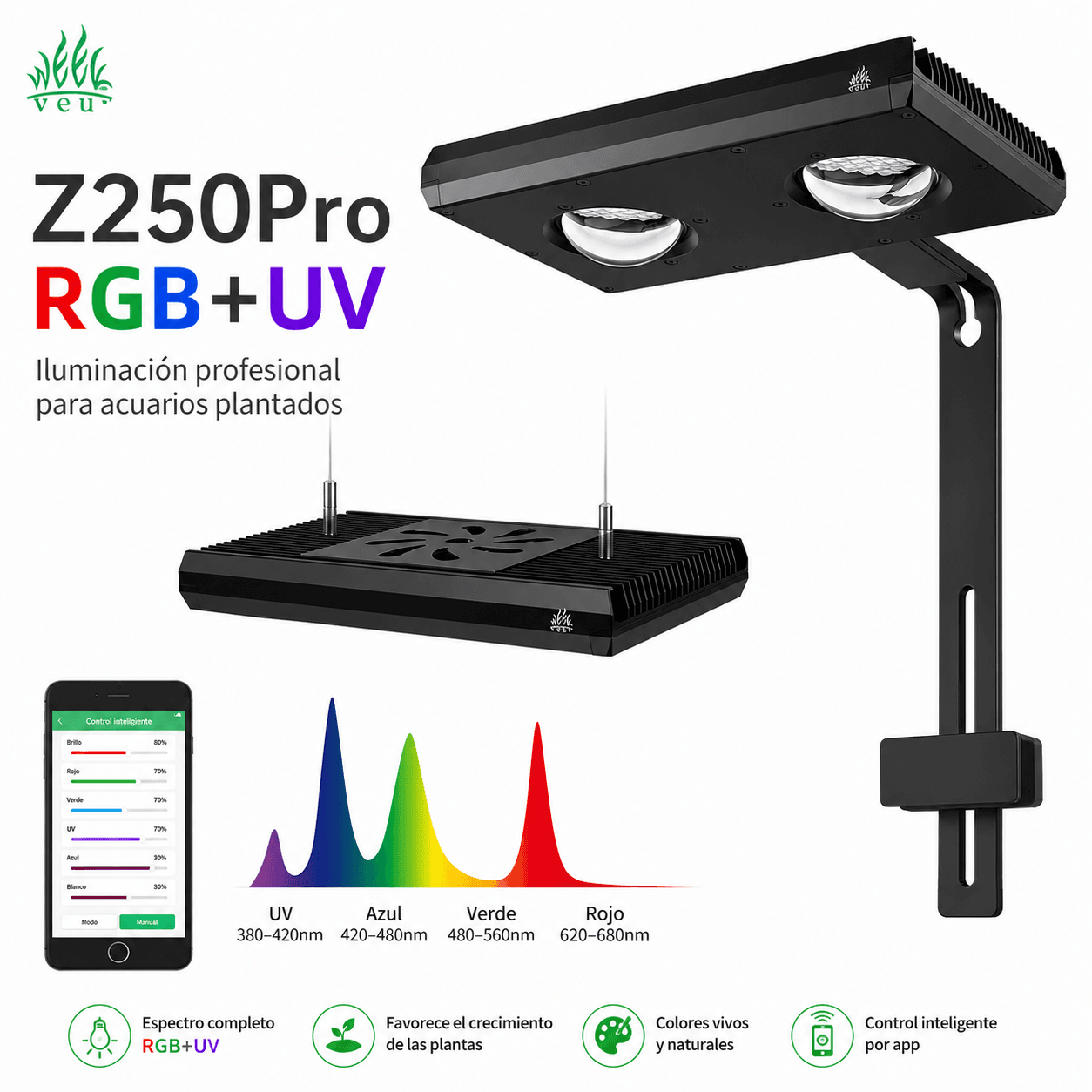 Week Aqua Z250-Z Series RGB+UV para Acuarios Plantados y Marinos - Imagen 2