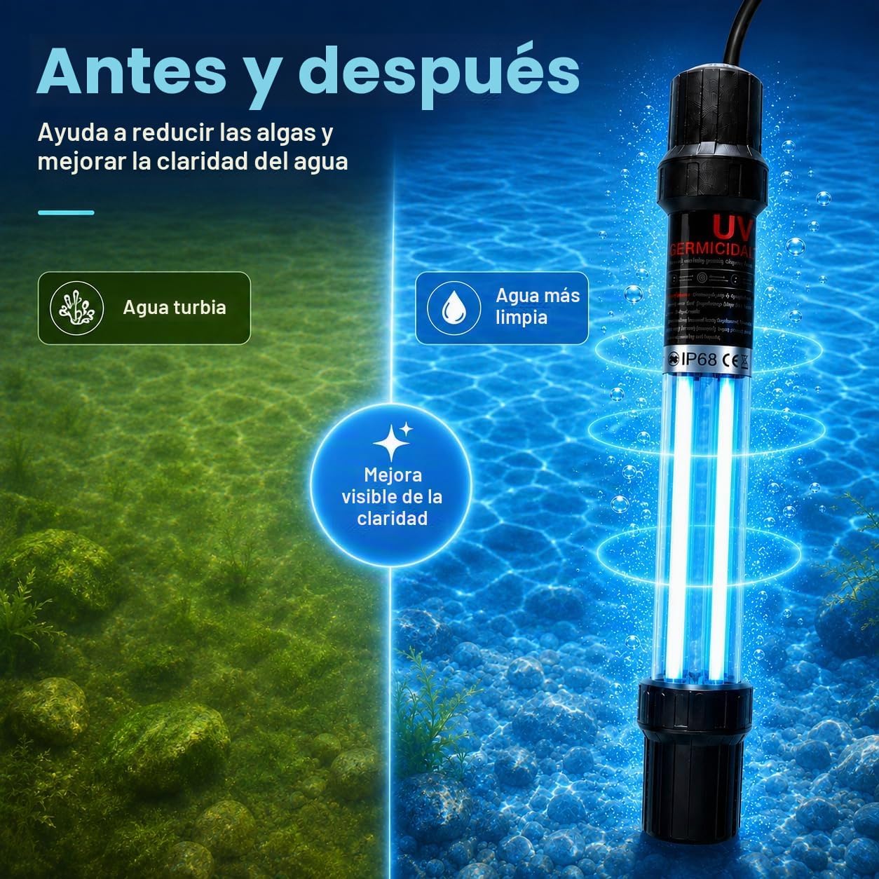 Luz UV Xilong PL-UV18W 18W Sumergible para Acuario - Imagen 4
