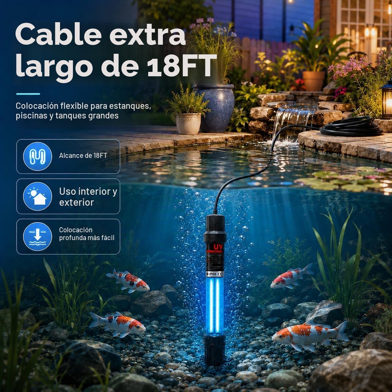 Luz UV Xilong PL-UV18W 18W Sumergible para Acuario - Imagen 6