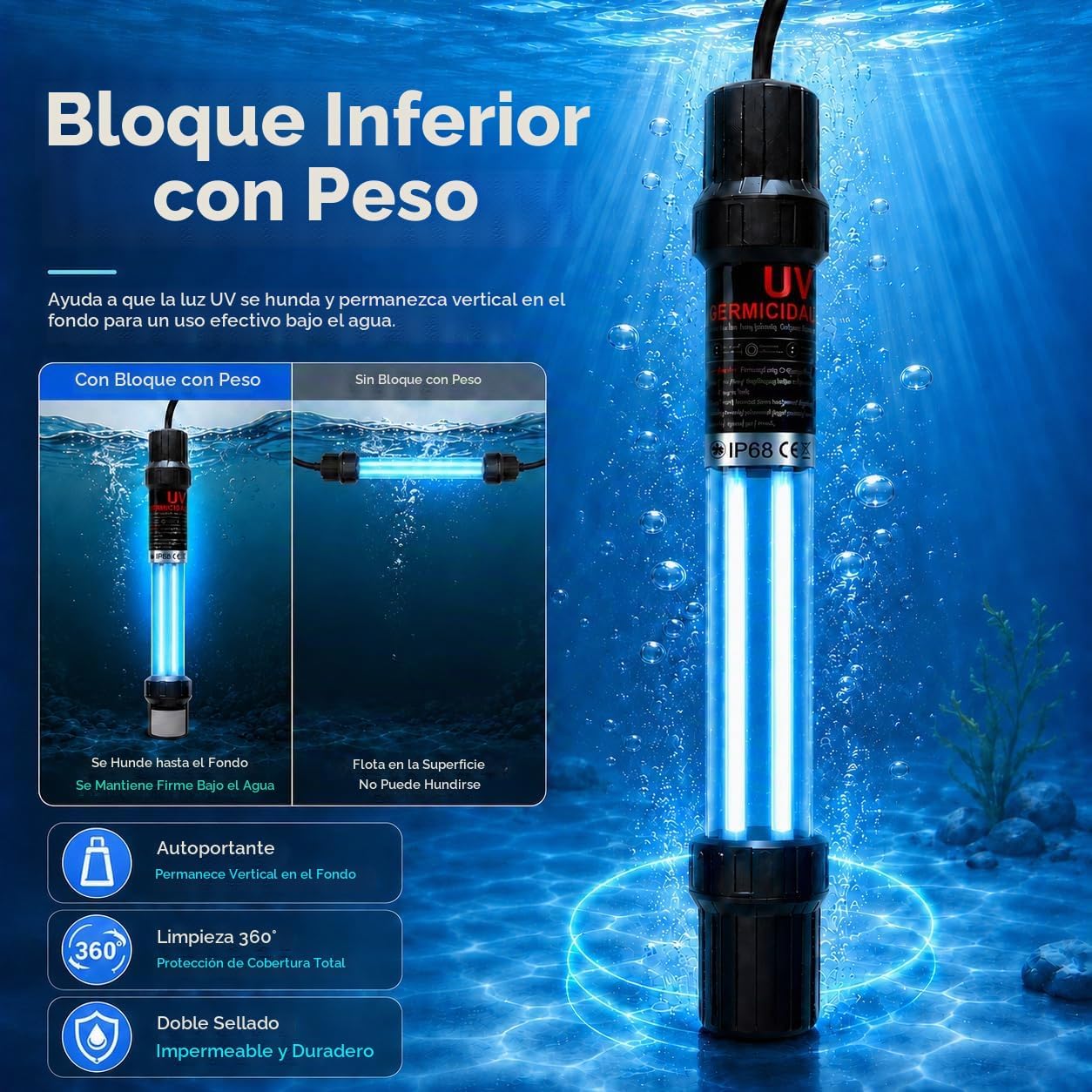 Luz UV Xilong PL-UV18W 18W Sumergible para Acuario - Imagen 7