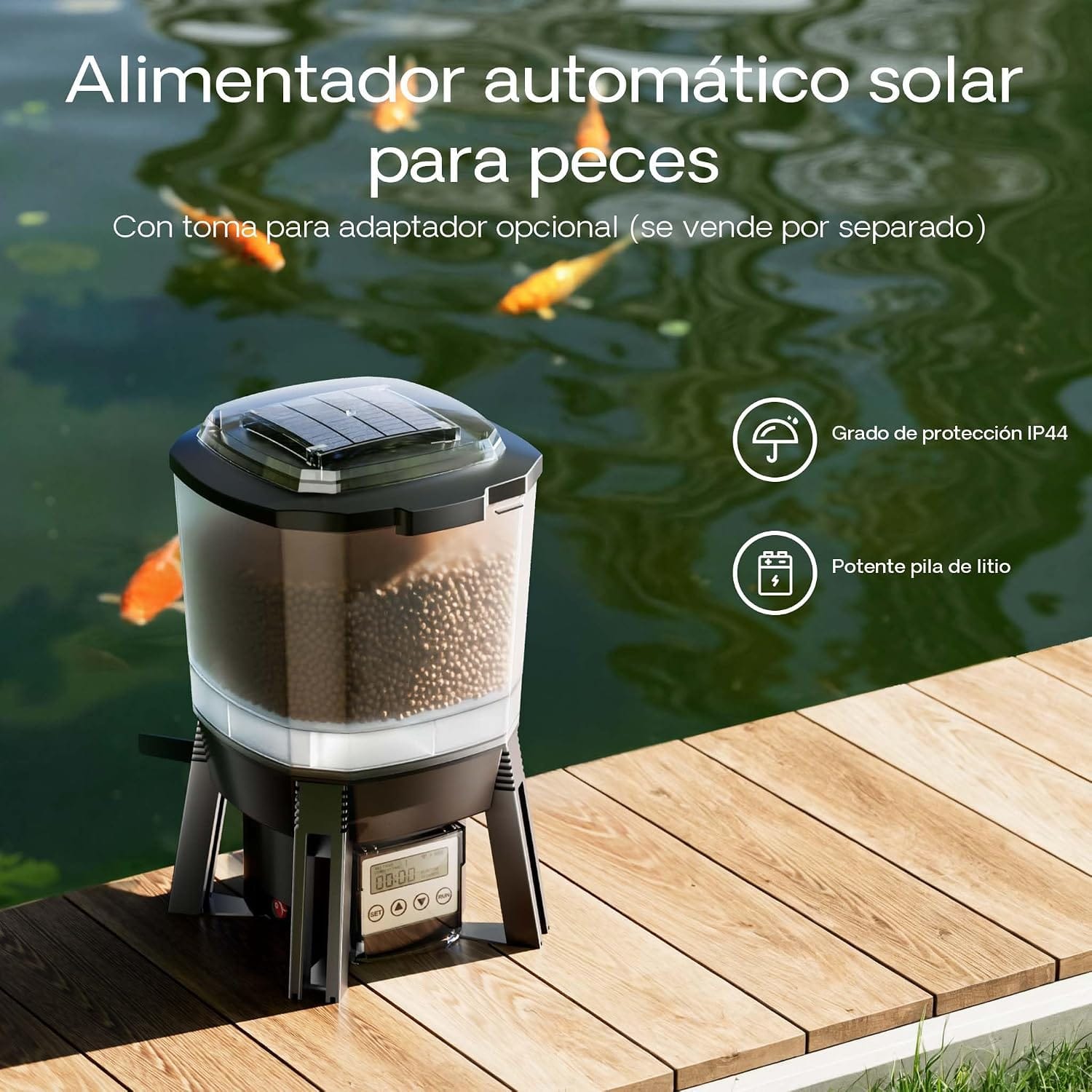 Alimentador Automático SUNSUN CFF-206 Solar para Estanque - Imagen 6