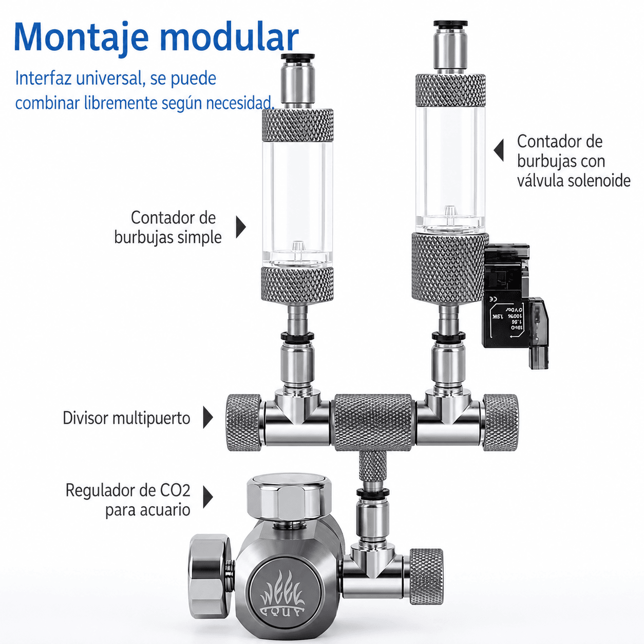 Splitter CO₂ de Aluminio Week Aqua Distribuidor de 2, 3 y 6 Vías - Imagen 4